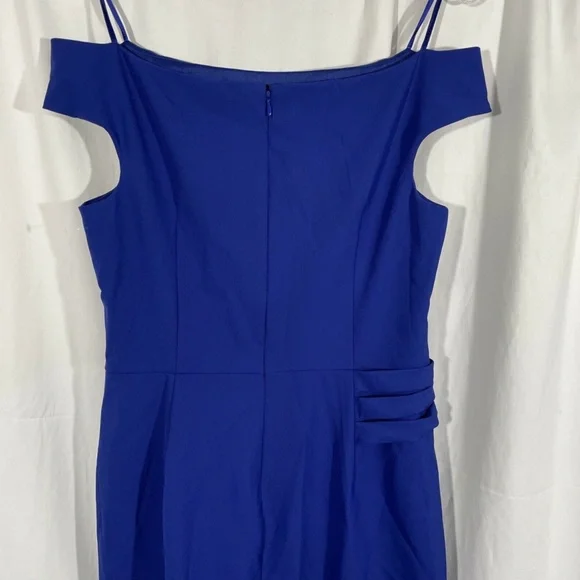 NEW ELIZA J [SZ 12 ] Draped Off‎ The Shoulder Gown In Cobalt - Picture 8 of 12